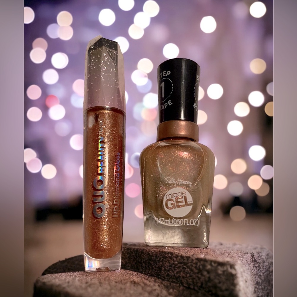 Quo Beauty HD Diamond Gloss 24 Karat and Sally Hanson Miracle Gel Shhhh-…